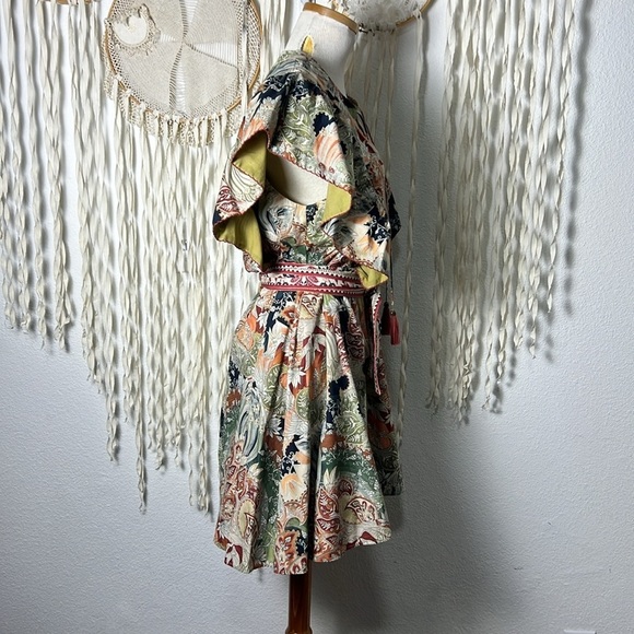 Chufy | Memories of Ancient Burma Flutter Sleeve Mini Dress Size Small - Picture 4 of 12